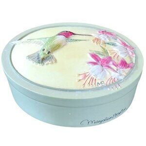VTG  Marjolein Bastin Hallmark HUMMINGBIRD Hibiscus Trinket Box Vintage Oval